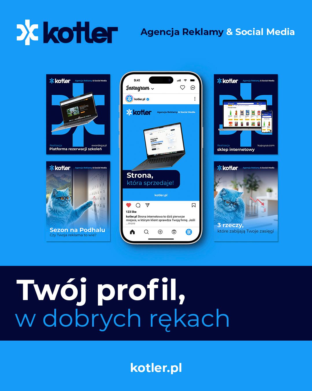 Przykładowy post na Instagramie - karuzela z treściami - Kotler